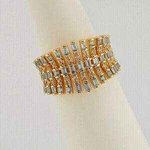 Bomb Party March RARE UNICORN Sz 8 "The Arabella Ring" Aquamarine on Yellow Gold